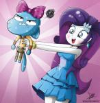 2013 annoyed anthro blue_eyes blush bow bracelet cat clothing crossover diamond dress duo equestria_girls equine eyeshadow fangs feline female gumball_watterson hair horse jewelry long_hair makeup male my_little_pony piercing pony purple_hair rarity_(eg) sparkles the-butch-x the_amazing_world_of_gumball
Rating: Safe
Score: 9
User: 2DUK
Date: November 17, 2013