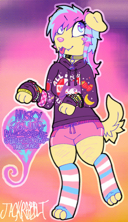 anthro apple banana bottomwear breasts clothing coontail_hair eyelashes female food fruit grape green_apple hoodie leaf legwear lgbt_pride mullet neopronouns orange_(fruit) piercing plant pride_color_clothing pride_color_legwear pride_colors print_clothing print_hoodie print_topwear pronouns scar self-harm_scars shorts solo sparklefur standing strawberry text text_on_clothing text_on_hoodie text_on_topwear tongue tongue_out tongue_piercing topwear transgender_pride_colors jackrabbit_(artist) 4lung lgbt_pride_month omori_(game) mari_(omori) canid canine canis domestic_dog mammal 2025 absurd_res english_text hi_res signature nonbinary_(lore) trans_(lore) trans_man_(lore)