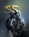 anthro antlers black_nose breasts eyebrows eyelashes female horn nude simple_background solo white_eyes safiru deer mammal 2022 bust_portrait digital_media_(artwork) hi_res portrait