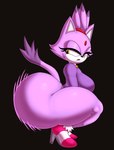 accessory anthro big_butt bottomless bottomless_female breasts butt clothed clothing crouching female footwear forehead_gem gem hair_accessory high_heels huge_butt looking_back motion_lines shaking_butt shirt shoes side_view simple_background solo tail thick_thighs topwear jakel009 sega sonic_the_hedgehog_(series) blaze_the_cat domestic_cat felid feline felis mammal absurd_res hi_res