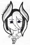 female looking_at_viewer solo whistle_(object) white_whistle selinatc made_in_abyss ozen_the_immovable humanoid 2017 absurd_res bust_portrait headshot_portrait hi_res pen_(artwork) portrait sketch traditional_media_(artwork)