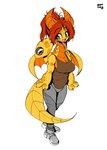 anthro breasts clothed clothing ear_piercing female flesh_tunnel gauged_ear hair horn membrane_(anatomy) piercing red_hair simple_background solo tail topwear wings awr_hey mythology zoe_(awr_hey) dragon mythological_creature mythological_scalie scalie digital_drawing_(artwork) digital_media_(artwork) hi_res