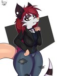 2024 american_opossum anthro breast_squish breasts brown_eyes clothed clothing digital_media_(artwork) ear_piercing female fennythefox flesh_tunnel fur gauged_ear hair hi_res invalid_tag mammal marsupial piercing red_hair serious_face simple_background small_breasts solo squish thick_thighs tomboy wide_hips