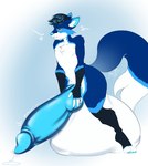 anthro balls big_balls big_penis bite biting_lip blue_body blue_fur blue_pawpads blue_penis bodily_fluids fur genital_fluids genitals holding_knot holding_own_knot holding_own_penis holding_penis huge_balls huge_penis hyper hyper_balls hyper_genitalia hyper_penis knot leaking_precum looking_pleasured male pawpads penis precum solo standing honey_maple teg canid canine fox mammal red_fox true_fox hi_res