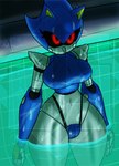 anthro breasts clothing crossgender female glowing glowing_eyes looking_up machine partially_submerged pool pool_lights solo swimwear synthetic thick_thighs wet wide_hips diamond_grenadier sega sonic_the_hedgehog_(series) metal_sonic robot hi_res