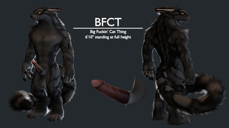 abs anthro biceps erection feet fingers fur genitals looking_back male muscular muscular_anthro muscular_male nude pecs penis profanity rear_view simple_background solo standing stated_height stated_species tail text toes ruaidri bfct_(ruaidri) felid mammal 16:9 2022 3d_(artwork) character_name digital_media_(artwork) english_text model_sheet translated widescreen
