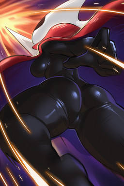 anthro biped black_eyes bottomless breasts butt cloak clothed clothing detailed_background female glistening glistening_body hollow_eyes looking_up melee_weapon multicolored_body rear_view solo sword weapon white_body sollyz hollow_knight_(franchise) team_cherry hornet_(hollow_knight) arthropod 2025 hi_res