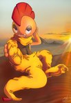 2021 absurd_res anthro bottomwear clothing colored creases desert feet foot_focus full-length_portrait generation_5_pokemon grin grinning_at_viewer half-closed_eyes hi_res hindpaw light light_beam male mountain narrowed_eyes nintendo pants paws pokemon pokemon_(species) portrait pose raised_paw scarf scrafty sitting smile soles solo stormdragonblue sunbeam sunlight wrinkled_feet wrinkles