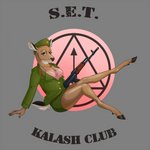 ak-74 anthro bra clothing female gun hooves logo mascot military_uniform pink_bra pink_clothing pink_underwear pose ranged_weapon rifle russian sitting solo soviet_union underwear uniform weapon inot kalashnikov unnamed_character deer mammal new_world_deer white-tailed_deer 1:1 hi_res pinup