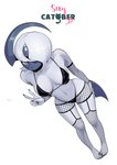 2022 absol anthro armwear biped black_bikini_top black_clothing black_panties black_underwear blue_body blue_face bob_cut bottomwear bra breasts clothed clothing colored_nails curvy_anthro curvy_female curvy_figure digital_media_(artwork) digital_painting_(artwork) feliscede female fishnet_armwear fishnet_bottomwear fishnet_clothing fishnet_footwear fishnet_legwear footwear forehead_gem foreshortening front_view frown full-length_portrait garter_straps gem generation_3_pokemon gesture grey_nails hair hair_over_eye hand_gesture head_blade hi_res high-angle_view hourglass_figure hourglass_figured_anthro hourglass_figured_female legwear looking_at_viewer medium_breasts nails navel nintendo one_eye_obstructed panties pokemon pokemon_(species) portrait red_eyes simple_background skimpy solo standing strap_gap thigh_gap underwear v_sign white_background white_body white_hair wide_hipped_anthro wide_hipped_female wide_hips