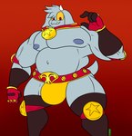 anthro bulge championship_belt horn male musclegut muscular muscular_anthro muscular_male navel nipples pecs red_eyes solo tusks wrestling_briefs yellow_sclera riku9797 kings_of_hell enfer_belial bovid caprine goat mammal hi_res