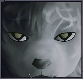 angel_fangs_piercing anthro feral hair male red_sclera solo tenmar wavy_hair scatta'brained gulonine mammal marten mustelid musteline pine_marten hi_res monochrome shaded unfinished