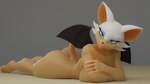 anthro breasts butt eyeshadow female fur lying makeup membrane_(anatomy) membranous_wings nude on_front side_boob simple_background smile solo tail tan_body tan_skin white_body white_fur wings imrs_21 sega sonic_the_hedgehog_(series) warfare_machine rouge_the_bat warfare_rouge bat mammal 3d_(artwork) absurd_res digital_media_(artwork) hi_res