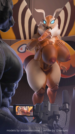 anthro big_breasts big_butt breasts butt camera female genitals huge_breasts male nipples penis porn_star poster vulva kersync chocoscorner_(modeler) godzilla_(series) mothra_(series) toho godzilla mothra kaiju 3d_(artwork) 9:16 digital_media_(artwork) hi_res