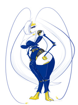 2_fingers 2_toes antennae_(anatomy) anthro balls big_balls big_breasts biped black_sclera bottom_heavy breasts bulge clothed clothed_anthro clothed_gynomorph clothing detailed_bulge feet fingers front_view genital_outline genitals glare gynomorph hair hair_over_eye hands_on_hips intersex long_hair looking_at_viewer narrowed_eyes penis_outline pokemorph pose pursed_lips side_eye simple_background small_nose solo standing thick_thighs thin_arms three-quarter_view toes toony white_background white_body white_eyes wide_hips cressalias nintendo pokemon generation_7_pokemon pheromosa pokemon_(species) ultra_beast absurd_res cel_shading hi_res shaded