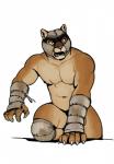 anthro claws cougar felid feline fffffolder fur luchador male mammal mask muscular muscular_anthro muscular_male navel scar solo wrestler