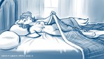 2022 7:4 adobe_photoshop_(artwork) anthro arm_tuft bed bedroom blue_and_white breasts canid canine canis cassidy_(twokinds) chest_tuft conditional_dnp digital_drawing_(artwork) digital_media_(artwork) digitigrade featureless_breasts featureless_crotch female fur furniture hair hi_res inside inviting inviting_under_covers keidran lifting_covers looking_at_viewer lying mammal monochrome navel nude on_bed on_side pillow presenting_body seductive shoulder_tuft sketch smile solo thigh_gap tom_fischbach tuft twokinds under_covers wolf