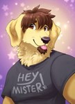 anthro beard brown_eyes brown_hair facial_hair fur hair male smile solo tan_body tan_fur noviraine canid canine canis domestic_dog mammal 2023 digital_media_(artwork)