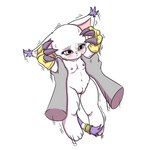 1:1 bandai_namco blush breasts digimon digimon_(species) duo female fyoshi gatomon genitals hi_res male male/female nude pussy redbright_(artist) simple_background size_difference small_breasts smaller_female white_background white_body