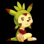 2017 ambiguous_gender anthro brown_arms brown_tail_tip chespin claws crossed_arms digital_media_(artwork) dipstick_tail flavia-elric generation_6_pokemon green_body green_tail grumpy hi_res markings mouth_closed nintendo paws pokemon pokemon_(species) pupils sitting solo tail tail_markings toe_claws white_pupils