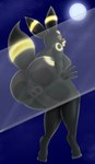 anthro balls biped black_body butt feet foot_focus genitals gynomorph intersex looking_at_viewer looking_back nude paws pupils soles solo thick_thighs toes bellenightjoy nintendo pokemon eeveelution generation_2_pokemon pokemon_(species) umbreon absurd_res hi_res