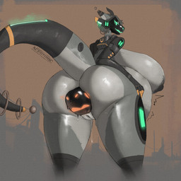 almost_fully_inside ambiguous_gender ambiguous_penetrating ambiguous_penetrating_female anal anal_head_gulp anal_penetration anal_vore anthro belly big_belly big_breasts big_butt bodily_fluids breasts butt female female/ambiguous female_penetrated female_pred genital_fluids genitals horn huge_belly huge_breasts hyper hyper_breasts looking_back machine nipples non-mammal_nipples penetration rear_view sex tail vaginal_fluid_string vaginal_fluids vein veiny_breasts vore vulva wet_face ace0t0nic axo-05_(ace0t0nic) protogen 1:1 absurd_res hi_res