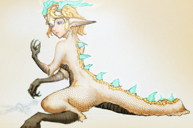 anthro antlers back_spikes blonde_hair blue_antlers blue_eyes bodily_fluids claws crying female female_anthro flat_chested growth hair horn humanoid_face humanoid_to_feral kneeling long_ears long_tail mid_transformation scale_growth scales scaly_tail simple_background solo species_transformation spikes spikes_(anatomy) tail tears transformation 88viiiviii mythology nintendo tears_of_the_kingdom the_legend_of_zelda light_dragon_(totk) princess_zelda dragon mythological_creature mythological_scalie scalie absurd_res digital_media_(artwork) full-length_portrait hi_res portrait