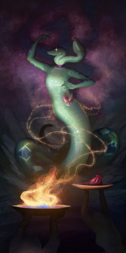2_heads 2_penises animal_genitalia animal_penis anthro apode blue_body blue_scales choker cloaca dancing fire forked_tongue genitals glowing glowing_eyes green_body green_scales heart_(organ) hemipenes herm intersex jewelry legless looking_at_viewer magic multi_genitalia multi_head multi_penis necklace nude organs penis plate purple_choker purple_jewelry purple_necklace scales serpentine solo tongue tongue_out vulva white_body white_scales snizhna rene_taxel draconcopode naga reptile scalie snake snake_naga 2025 absurd_res hi_res huge_filesize nonbinary_(lore)