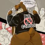1:1 2017 anthro backsack balls bear belly big_balls big_butt bottomless brown_body brown_fur butt claws clothed clothing digital_media_(artwork) english_text eyewear fur generation_2_pokemon generation_5_pokemon genitals glasses group heart_eyes heart_symbol human inviting jacket leather leather_clothing leather_jacket leather_topwear looking_at_viewer looking_back male mammal multicolored_body multicolored_fur nintendo open_mouth overweight pokemon pokemon_(species) presenting presenting_hindquarters question_mark rear_view seductive shamelesss simple_background smile solo_focus sunglasses tan_body tan_fur teeth text thick_thighs topwear trubbish two_tone_body two_tone_fur ursaring wide_hips