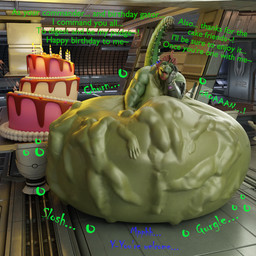 anthro belly big_belly digestion digestion_noises fatal_vore green_body hair looking_at_viewer male mass_vore multiple_prey muscular nude oral_vore organs overweight rumbling_stomach size_difference solo sound_effects stomach tail text vore malunisisos invader_(invaderthegator) alligator alligatorid crocodile crocodilian lizard mammal reptile scalie 1:1 3d_(artwork) digital_media_(artwork) english_text hi_res