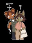 anthro bag blush clothing duo female hand_on_head male male/female simple_background text transparent_background pipepo calvin_klein cha_hieun kim_soohyun bear canid canine canis domestic_dog mammal aliasing alpha_channel digital_media_(artwork) korean_text translated