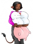 4_breasts anthro big_breasts big_teats big_udders bovine_teats bovine_udders breasts breasts_and_teats clothed clothing female huge_breasts multi_breast nipples solo tail teats udders zdemian bovid bovine cattle mammal