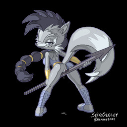 accessory anthro anus armor bedroom_eyes bent_over bodily_fluids bracers butt clothing clothing_aside exposed_back eyelashes female footwear fur genital_fluids genitals grey_body grey_fur hair hair_accessory hairband half-closed_eyes harpoon leotard leotard_aside looking_at_viewer looking_back melee_weapon mohawk narrowed_eyes open-back_leotard polearm presenting presenting_hindquarters raised_tail sandals seductive shoes simple_background smile solo spear standing tail tight_clothing vaginal_fluids vulva weapon rockthebull archie_comics sega sonic_the_hedgehog_(archie) sonic_the_hedgehog_(comics) sonic_the_hedgehog_(series) lupe_the_wolf canid canine canis mammal wolf 1:1 aliasing digital_media_(artwork) oekaki