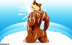 4_fingers anthro biped black_nose brown_body brown_fur butt eyebrows fingers fur looking_back male mascot milk nude_anthro nude_male open_mouth open_smile pose rear_view smile solo standing tailless tan_body tan_fur tongue wet fabfelipe golden_crisp kellogg's sugar_bear bear mammal 16:10 2010 digital_media_(artwork) pinup widescreen