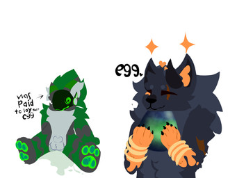 after_sex anal_fluids animal_genitalia anthro ball_tuft balls blue_body blue_fur bodily_fluids dizzy duo egg eye_scar eyes_closed facial_scar fur genitals green_body green_fur green_pawpads grey_body grey_fur grey_inner_ear_fluff heart_symbol holding_egg holding_object horn inner_ear_fluff machine male male/male neck_tuft orange_body orange_fur orange_inner_ear_fluff oviposition pawpads paws scar sheath simple_background sitting standing star text tuft white_background crime_toaster crime_(crime_toaster) stritte canid canine canis mammal protogen wolf 4:3 hi_res
