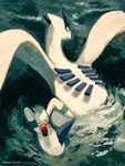 ambiguous_gender beak duo eyes_closed feathered_wings feathers feral looking_back partially_submerged tail water white_body wings kfkgot7ig2r5265 nintendo pokemon avian bird generation_2_pokemon generation_3_pokemon legendary_pokemon lugia pokemon_(species) wingull 2025 hi_res signature