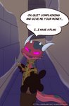 alley ambiguous_gender flat_chested glowing glowing_eyes knife night outside outstretched_arm solo text kamperkiller_(artist) lena_the_kobold humanoid kobold scalie english_text hi_res female_(lore)