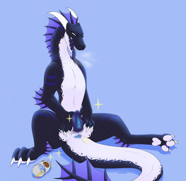 3_toes animal_genitalia animal_vulva anus biped black_body blue_anus blue_background blue_body blue_eyes blue_insides blue_tongue blue_vulva bodily_fluids breath canine_genitalia canine_vulva claws digitigrade featureless_chest feet female feral flat_chested forked_tongue genital_fluids genitals head_crest horn multicolored_body open_mouth pawpads potion_bottle simple_background sitting solo striped_body stripes tail tail_anus toe_claws toes tongue tongue_out unusual_insides vaginal_fluids vulva white_body white_pawpads digitoxici mythology alym dragon mythological_creature mythological_scalie scalie wingless_dragon 2023 digital_media_(artwork) hi_res