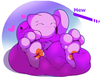 ambiguous_gender blush duo feet foot_fetish foot_focus foot_play gameplay_mechanics gui health_bar heart_symbol tickling tickling_chest tickling_feet ayylmao0129 nintendo pokemon ditto_(pokemon) generation_1_pokemon goo_creature legendary_pokemon mew_(pokemon) pokemon_(species) absurd_res hi_res