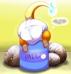 anthro balled_up_diaper big_diaper blue_fire butt clean_diaper clothed clothing colored_fire diaper diaper_pail feet fire head_first male raised_tail rear_view shaking_butt soiled_diaper solo tail thinking thought_bubble unclean_diaper used_diaper wearing_diaper tepigfan101 nintendo pokemon coal_the_charmander charmander generation_1_pokemon pokemon_(species) absurd_res hi_res