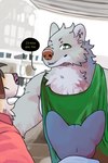 clothing dialogue green_eyes male scar bastriw fernando_(bastriw) nico_(bastriw) pato_(bastriw) canid canine canis domestic_cat domestic_dog felid feline felis mammal wolf comic hi_res