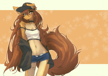anthro biped breasts choker clothed clothed_anthro clothed_female clothing countershade_torso countershading eyelashes female freckled_crotch freckled_ears freckled_face freckled_shoulders freckles front_view fur hair hat headgear headwear jewelry long_eyelashes looking_at_viewer navel necklace piercing simple_background solo speckle_freckles standing tail tinygaypirate apogee_(tinygaypirate) canid canine canis domestic_dog mammal 2026 absurd_res digital_drawing_(artwork) digital_media_(artwork) hi_res
