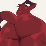 anthro beak big_butt breasts butt butt_focus claws female huge_butt huge_hips low-angle_view red_body red_eyes red_sclera scales solo tail thick_thighs wide_hips dankwoll capcom monster_hunter flying_wyvern nargacuga pseudowyvern absurd_res hi_res