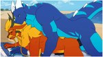 all_fours anal anal_penetration anthro balls beach duo genitals male male/male penetration penis pounding_ass summer annietaylor mythology maundrill ztragon_(character) dragon mythological_creature mythological_scalie scalie animated hi_res