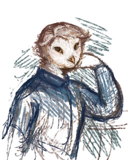 anthro beak blue_clothing blue_shirt blue_topwear clothed clothed_anthro clothed_male clothing feathers looking_at_viewer male shirt smile smiling_at_viewer solo topwear reynard_goodfellow savos_(savosandsavos) avian bird owl 4:5 hi_res