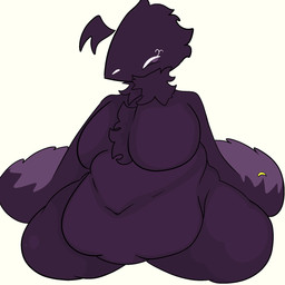 anthro belly breasts female hair_fluff lying lying_on_ground obese obese_anthro on_front on_ground overweight overweight_anthro overweight_female ring solo weight_gain wings pillowater myla_(astres) avian bird corvid oscine passerine 1:1 hi_res