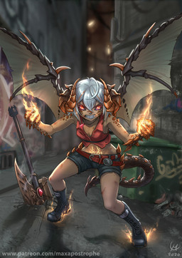angry axe battle_axe belt boots bottomwear clothing elemental_manipulation female fire fire_manipulation footwear grey_hair hair horn jewelry magic melee_weapon necklace sharp_teeth shoes shorts solo tail teeth text weapon wings maxa' mythology animal_humanoid dragon dragon_humanoid horned_humanoid humanoid mythological_creature mythological_scalie scalie tailed_humanoid 2020 url