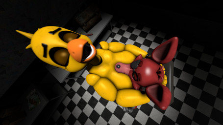 areola beak big_breasts black_nose box breasts checkered checkered_floor comic_book container cowgirl_position dark_room duo eye_patch eyebrows eyelashes eyes_closed eyewear face_in_breasts female floor from_front_position half-closed_eyes hand_on_head looking_at_another machine male male/female narrowed_eyes nipples on_bottom on_top open_mouth red_body screwdriver sex tapping teeth tile tile_floor toolbox tools yellow_body bull3t mishuyuu_(modeler) five_nights_at_freddy's scottgames chica_(fnaf) classic_chica_(fnaf) foxy_(fnaf) animatronic avian bird canid canine chicken fox galliform mammal phasianid robot 16:9 3d_(artwork) 4k absurd_res digital_media_(artwork) hi_res widescreen