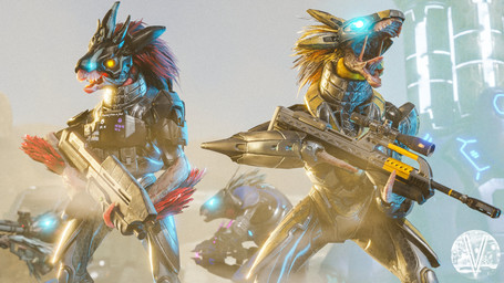 arm_feathers arm_tuft armor assault_rifle avian_caruncle battle_rifle battle_rifle_(halo) blue_eyes body_armor duo_focus feather_hair feathered_crest feathers full_armor glowing glowing_eyes group gun head_crest holding_gun holding_object holding_ranged_weapon holding_weapon needler open_mouth pseudo_hair pupils ranged_weapon red_body red_feathers red_skin rifle rocket_launcher scales slit_pupils standing text tongue tongue_out tuft weapon yellow_body yellow_eyes yellow_feathers yellow_skin exotic_valkyrie halo_(series) microsoft xbox_game_studios jazz_(exoticvalkyrie) alien avian kig-yar scalie t'vaoan 16:9 3d_(artwork) 4k absurd_res colored digital_media_(artwork) english_text hi_res widescreen