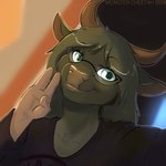 anthro clothing female fingers fur hair looking_at_viewer selfie simple_background smile solo monstercheetah blizzard_entertainment warcraft moredrasia bovid bovine mammal tauren 1:1 digital_media_(artwork) hi_res